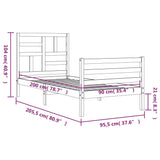 Sengeramme med hodegavl hvit 90x200 cm heltre