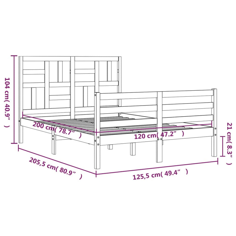 Sengeramme med hodegavl 120x200 cm heltre