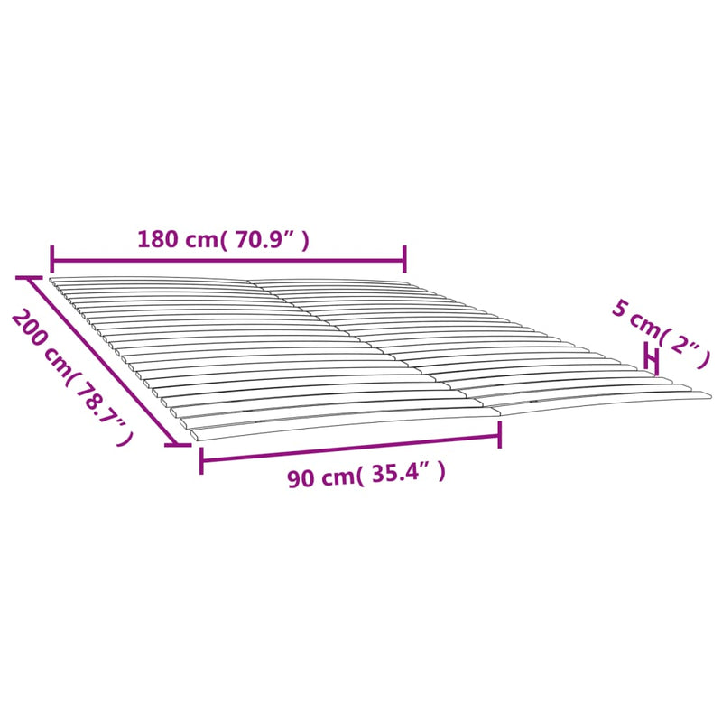 Ribbebunner med 48 lameller 2 stk 90x200 cm