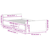 Sengeramme hvit 90x200 cm konstruert tre