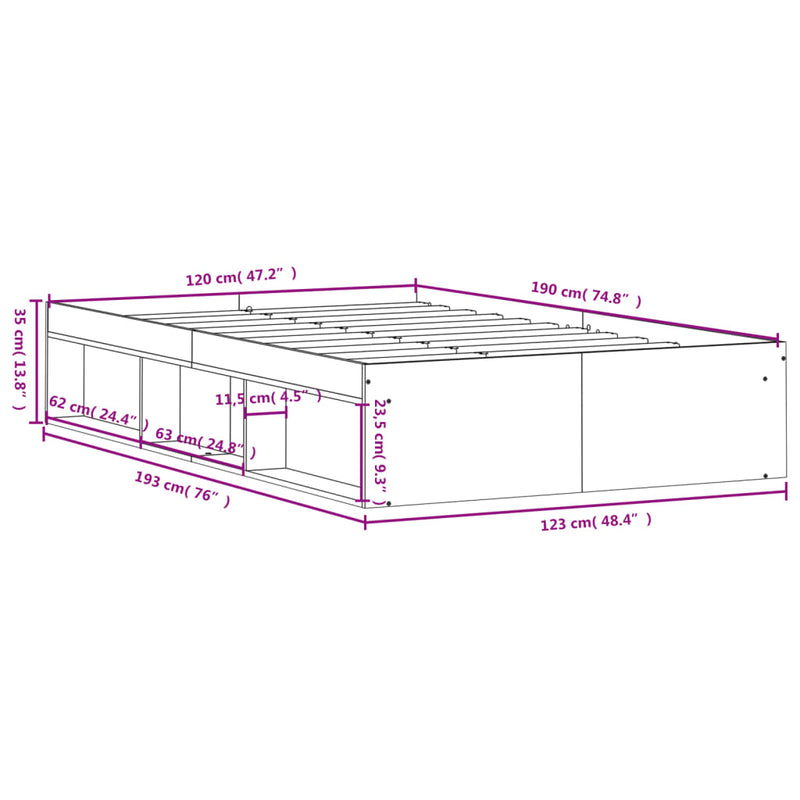 Sengeramme hvit 120x190 cm