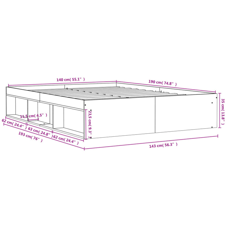 Sengeramme sonoma eik 140x190 cm