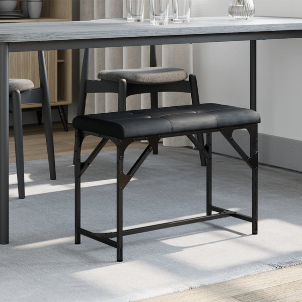Spisebord svart 62x32x45 cm stål og kunstlær