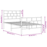 Sengeramme i metall med hode- og fotgavl svart 90x190 cm