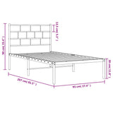 Sengeramme i metall med hodegavl hvit 90x200 cm