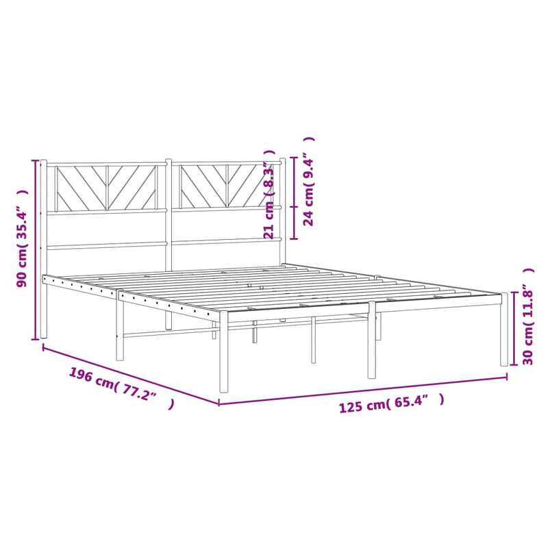 Sengeramme i metall med hodegavl hvit 120x190 cm