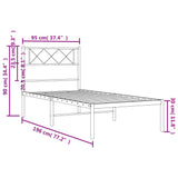 Sengeramme i metall med hodegavl svart 90x190 cm