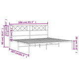 Sengeramme i metall med sengegavl svart 200x200 cm