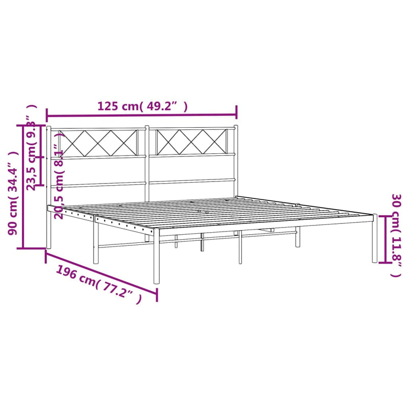 Sengeramme i metall med hodegavl hvit 120x190 cm