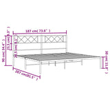 Sengeramme i metall med sengegavl hvit 180x200 cm