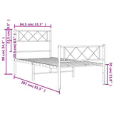 Sengeramme i metall med hode- og fotgavl hvit 80x200 cm