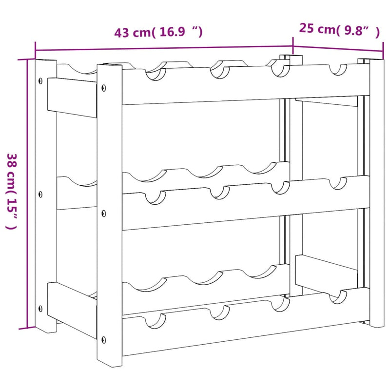 Vinstativ for 12 flasker brun heltre furu