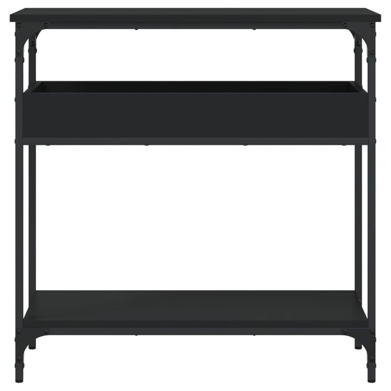 Konsollbord med hylle svart 75x29x75 cm konstruert tre