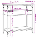 Konsollbord med hylle brun eik 75x29x75 cm konstruert tre