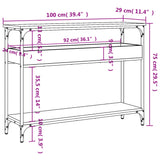 Konsollbord med hylle svart 100x29x75 cm konstruert tre