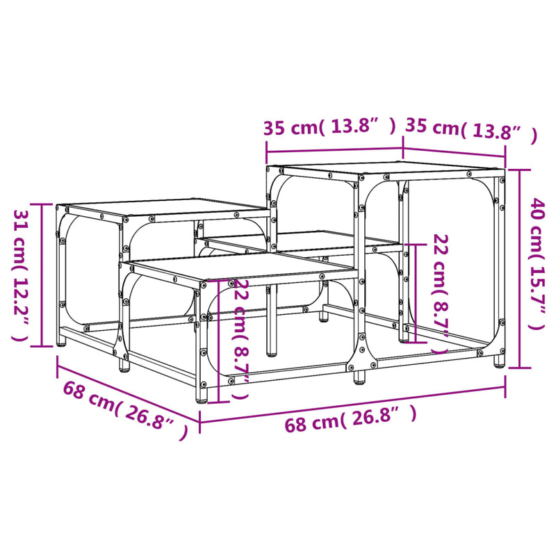 Salongbord sonoma eik 68x68x40 cm konstruert tre