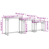 Stablebare salongbord 3 stk brun eik konstruert tre