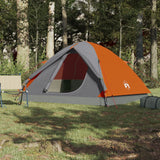 Kuppeltelt for camping 3 personer grå og oransje vanntett