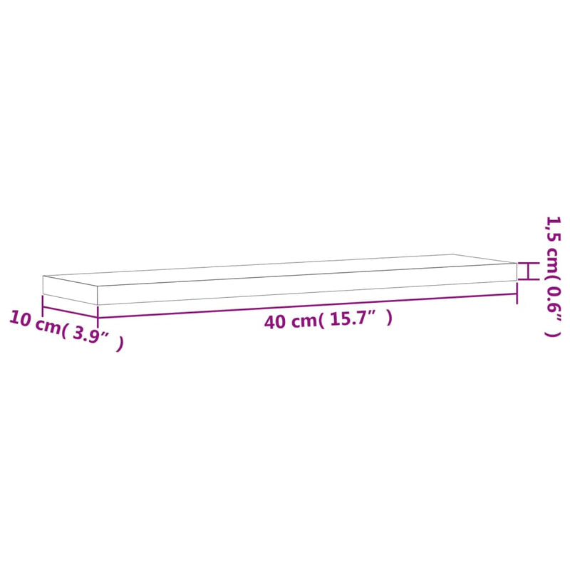 Vegghyller 8 stk grå sonoma 40x10x1,5 cm konstruert tre