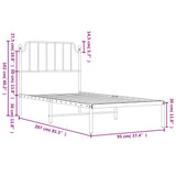 Sengeramme i metall med hodegavl svart 90x200 cm