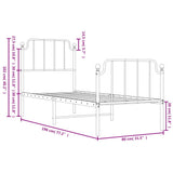 Sengeramme i metall med hode- og fotgavl hvit 75x190 cm
