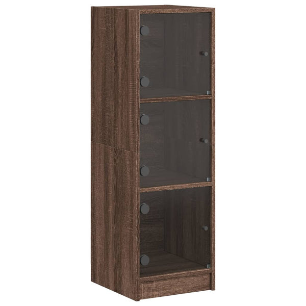 Highboard med glassdører brun eik 35x37x109 cm