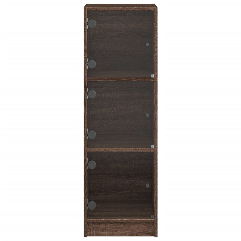 Highboard med glassdører brun eik 35x37x109 cm