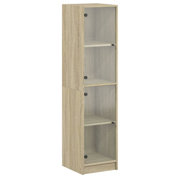 Highboard med glassdører sonoma eik 35x37x142 cm