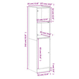 Highboard med glassdør røkt eik 35x37x142 cm