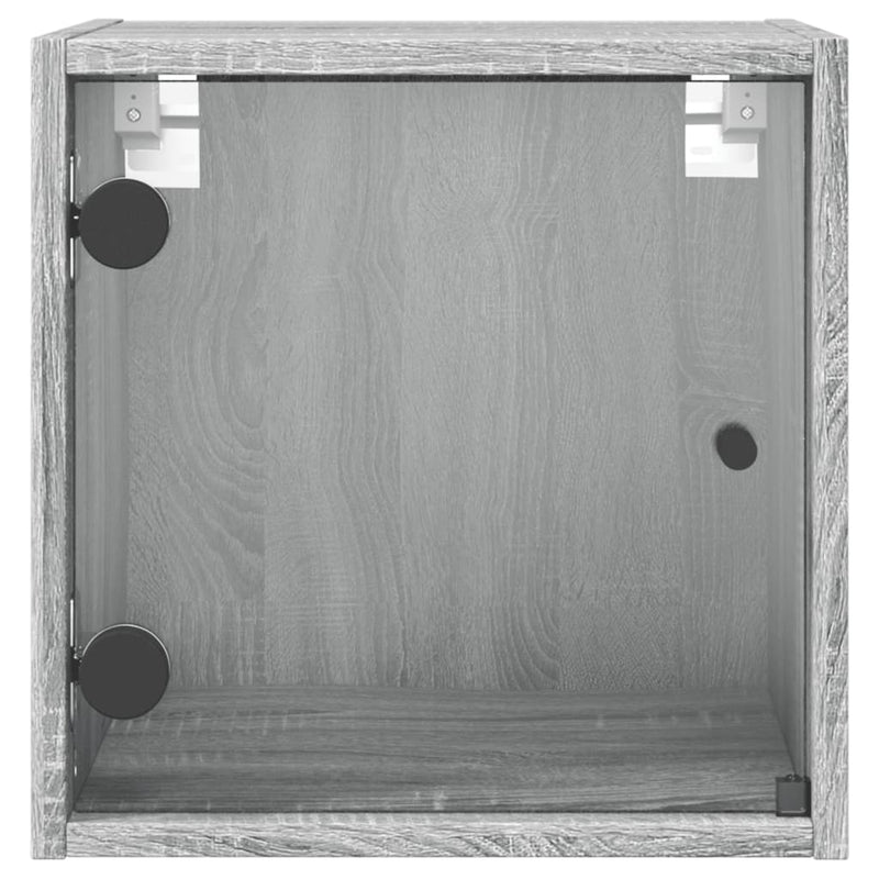 Nattbord med glassdører 2 stk grå sonoma 35x37x35 cm