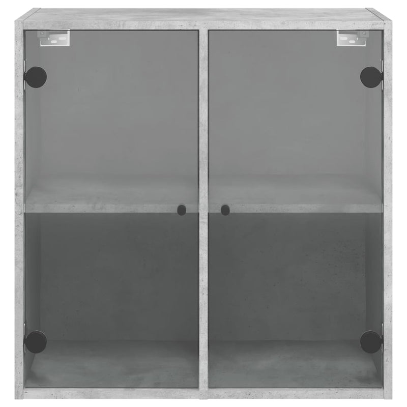Sideskap med glassdører betonggrå 68x37x68,5 cm