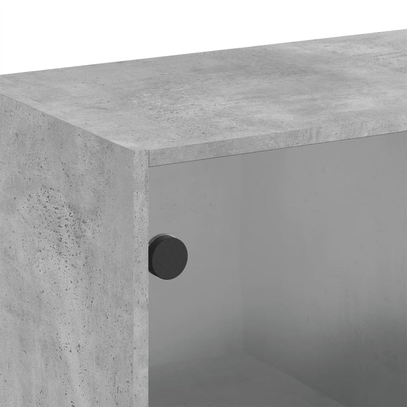 Sideskap med glassdører betonggrå 68x37x68,5 cm