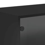 Sideskap med glassdører svart 68,5x37x35 cm