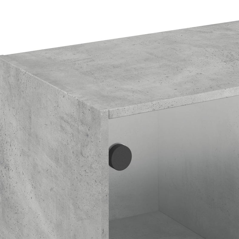 Sideskap med glassdører betonggrå 102x37x35 cm
