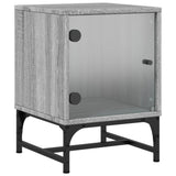Nattbord med glassdører 2 stk grå sonoma 35x37x50 cm