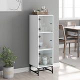 Highboard med glassdører hvit 35x37x120 cm