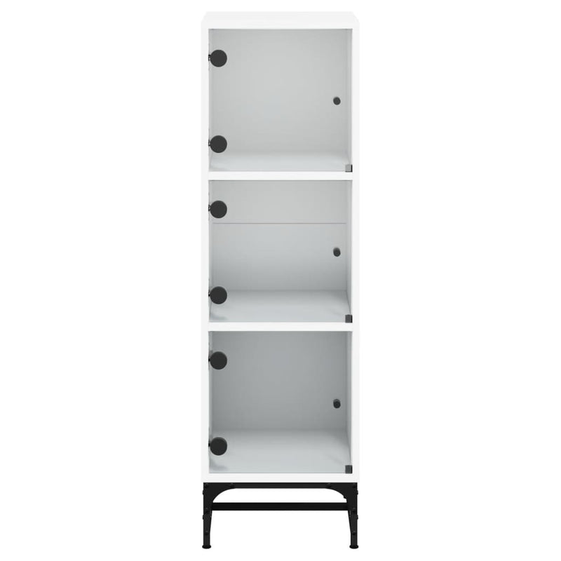 Highboard med glassdører hvit 35x37x120 cm