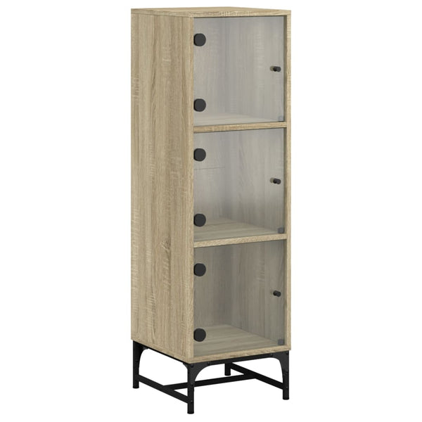 Highboard med glassdører sonoma eik 35x37x120 cm