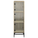 Highboard med glassdører sonoma eik 35x37x120 cm