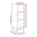 Highboard med glassdører røkt eik 35x37x120 cm