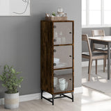 Highboard med glassdører røkt eik 35x37x120 cm