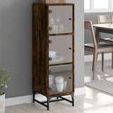 Highboard med glassdører røkt eik 35x37x120 cm