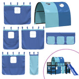 Køyeseng for barn med tunnel blå 90x200 cm heltre furu
