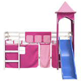 Køyeseng for barn med tårn rosa 90x190 cm heltre furu