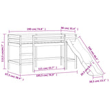 Køyeseng for barn med sklie 90x190 cm heltre furu