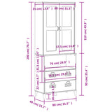 Highboard VIKEN antrasitt grå 80x40x200 cm heltre furu