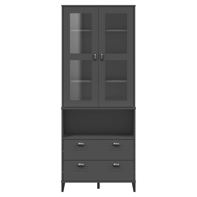 Highboard VIKEN antrasitt grå 80x40x200 cm heltre furu