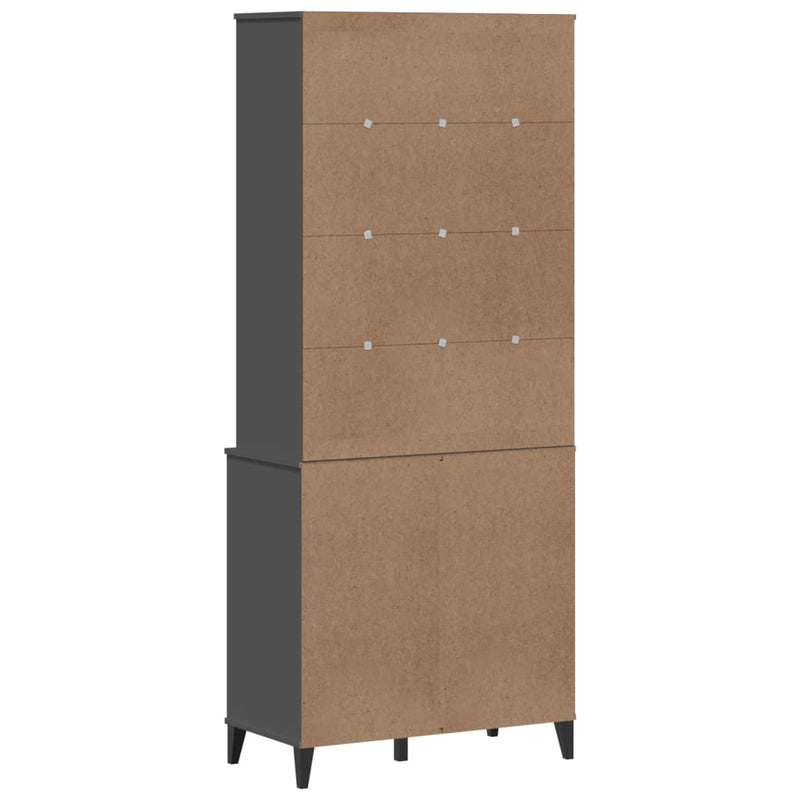 Highboard VIKEN antrasitt grå 80x40x190 cm heltre furu