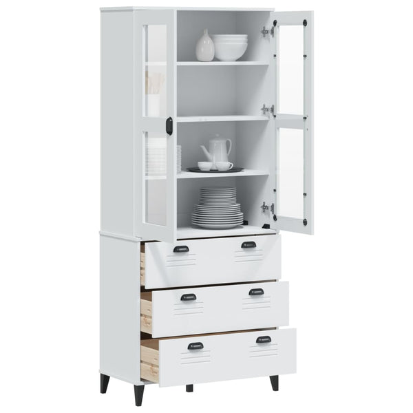 Highboard VIKEN hvit 80x40x190 cm heltre furu