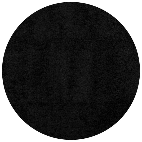 Tykt teppe PAMPLONA høy luv moderne svart Ø 120 cm